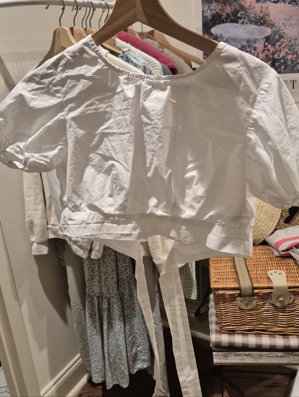 White Tie-Back Crop Top